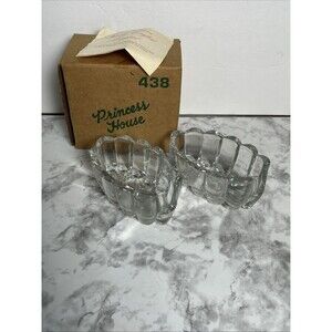 Vtg Lot 2 Princess House 438 Glass Crystal Spoon Fork Utensil Rest Holder Buffet